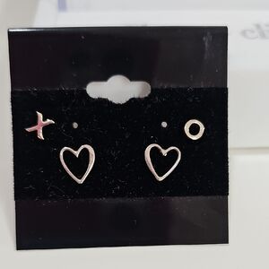 Silver Heart and XO Earrings